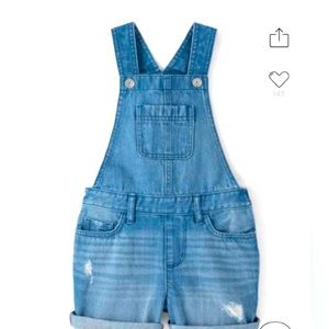 NWOT Girls Blue Denim Overall Shorts Size 14, On the Children’s Place Web Now